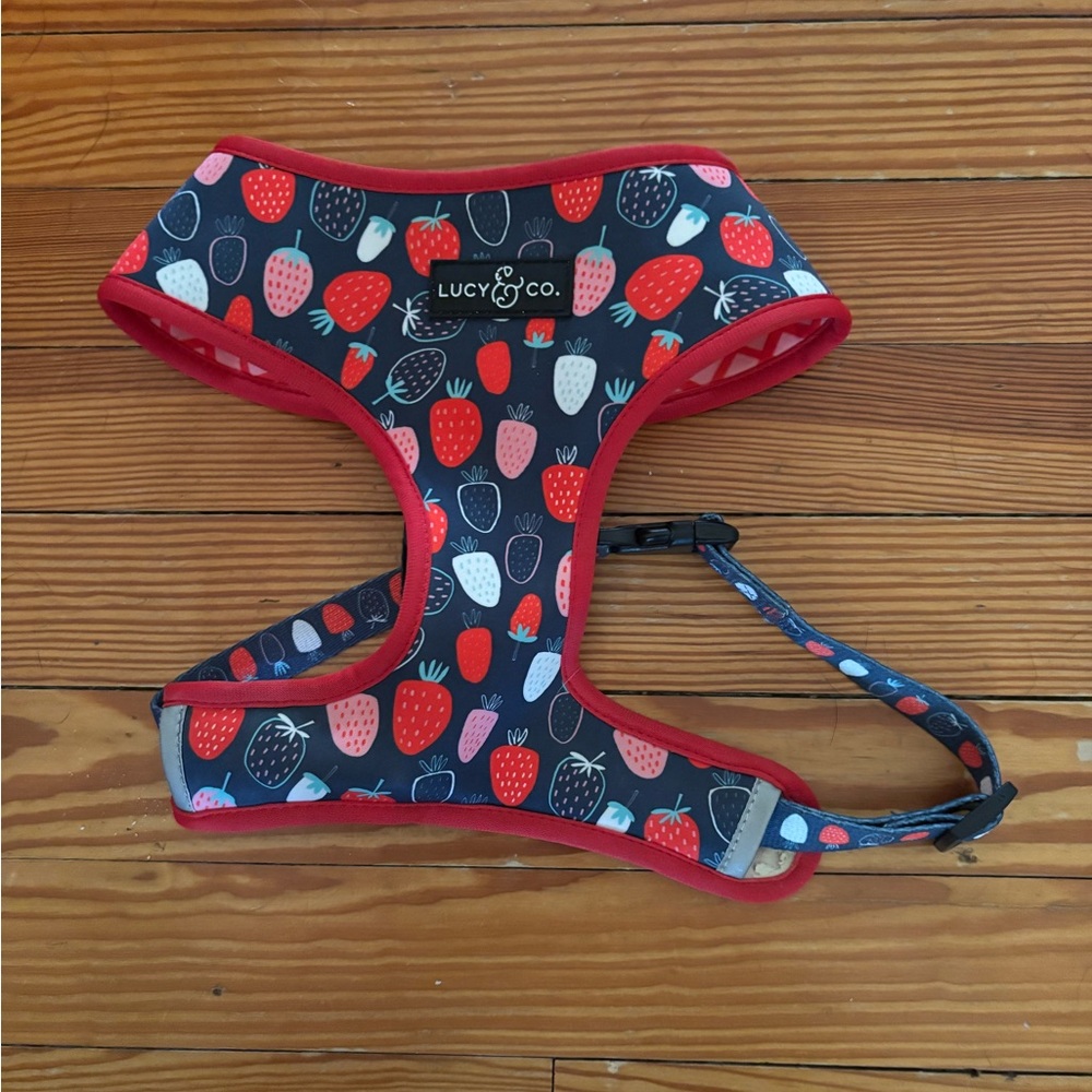 Lucy & Co Reversible Dog Strawberry Pattern Harness XL